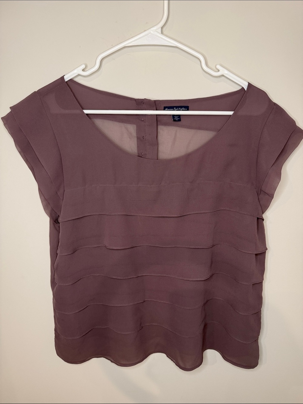 VINTAGE American Eagle Mauve Layered Short Sleeve Blouse